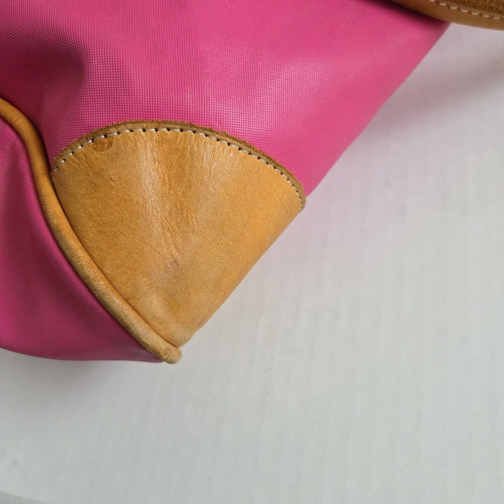 Jon Hart Pink Duffle Bag Medium Leather Trim Canvas Overnight Bag Non-Monogramed - Picture 8 of 13